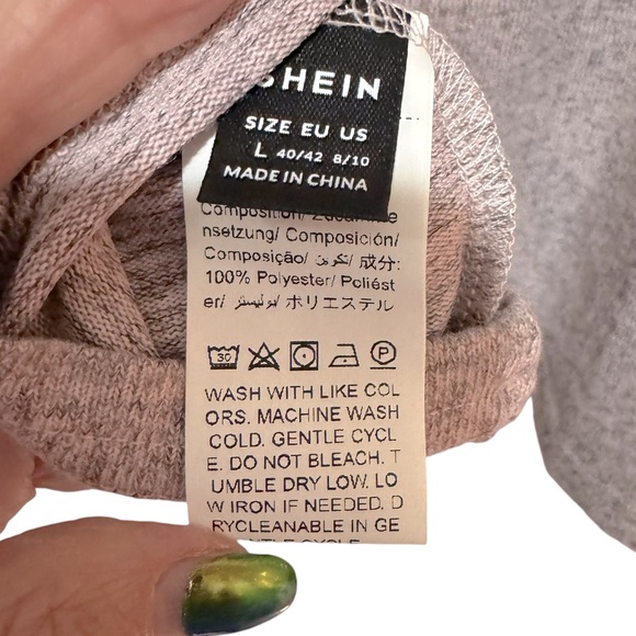 Shein - Sweater; NWOT - Size L - Pink/grey Heather, soft comfy - Picture 5 of 6